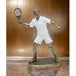 Estatueta Decorativa Tenista Raquete Resina Escultura 24cm - 2