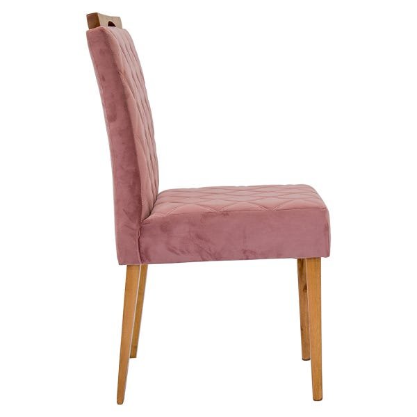 Kit 2 Cadeiras Estofadas No Tecido Suede Rosê 100% Madeira Maciça Ferrugine Design - 4