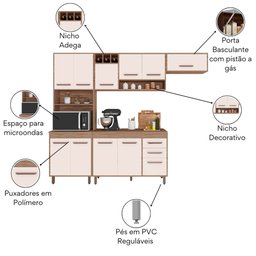 Cozinha Compacta 4 peças Balcão com Tampo Barcelona Poliman Móveis - 5