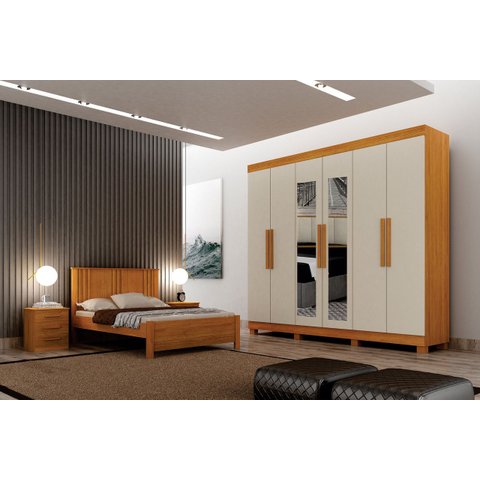 Dormitorio Casal 4 Pçs 6 Portas Completo Aspen - Arbo Design