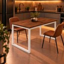 Ver imagem 2 de Mesa de Jantar Reforçada Industrial 150x50cm Tampo Marrom Pés Branco