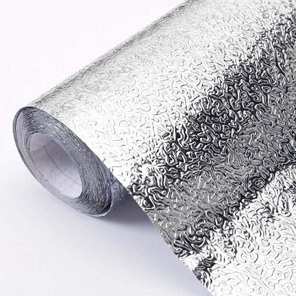 Papel de Parede Aluminio Folha Adesiva Impermeavel Fogao Cozinha Armario Metalico Autoadesivo - 8