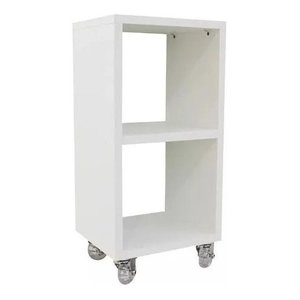 Mesa de Cabeceira Branco MDF com Rodizios