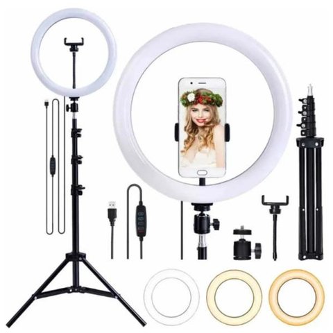 Ring Light Iluminador 10 Polegadas Com Tripé De 1,75 Cm