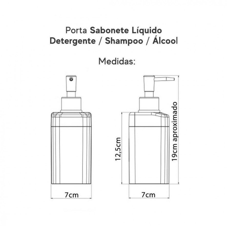 Dispenser Porta Sabonete Líquido 300ml Com Fixação Parede:Carrara - 4