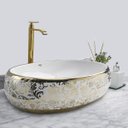 Ver imagem 2 de Cuba Dourada Oval Luxo Lavabo Banheiro 62x42cm