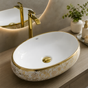 Ver imagem 7 de Cuba Dourada Oval Luxo Lavabo Banheiro 62x42cm