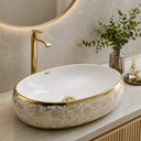 Ver imagem 3 de Cuba Dourada Oval Luxo Lavabo Banheiro 62x42cm