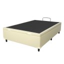 Ver imagem 1 de Cama Box Casal com Baú Blindado, Pistão a Gás e Revestimento Suede Bege – 138x188 Cm