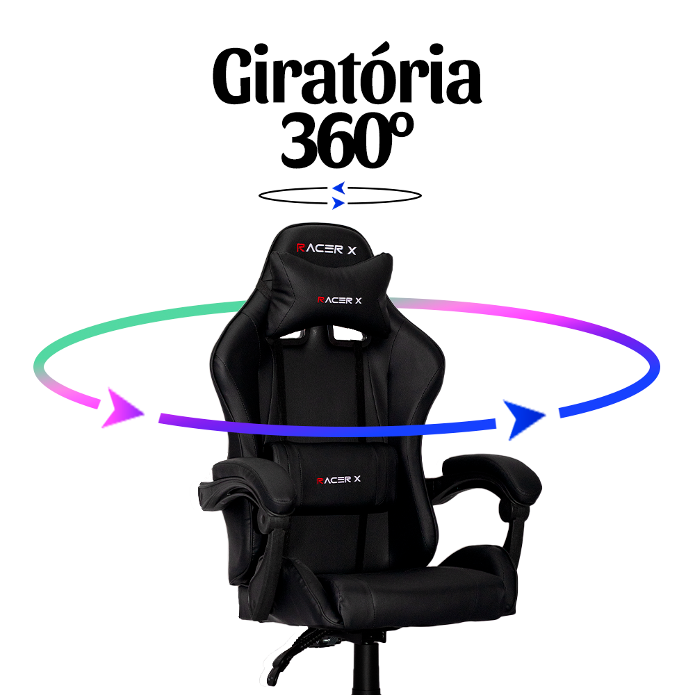 Cadeira Gamer Escritório Giratória Racer X Comfort Preta - 7