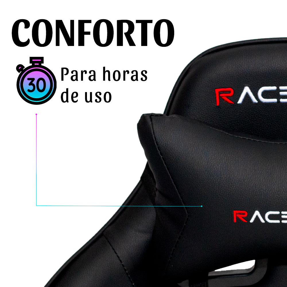 Cadeira Gamer Escritório Giratória Racer X Comfort Preta - 4