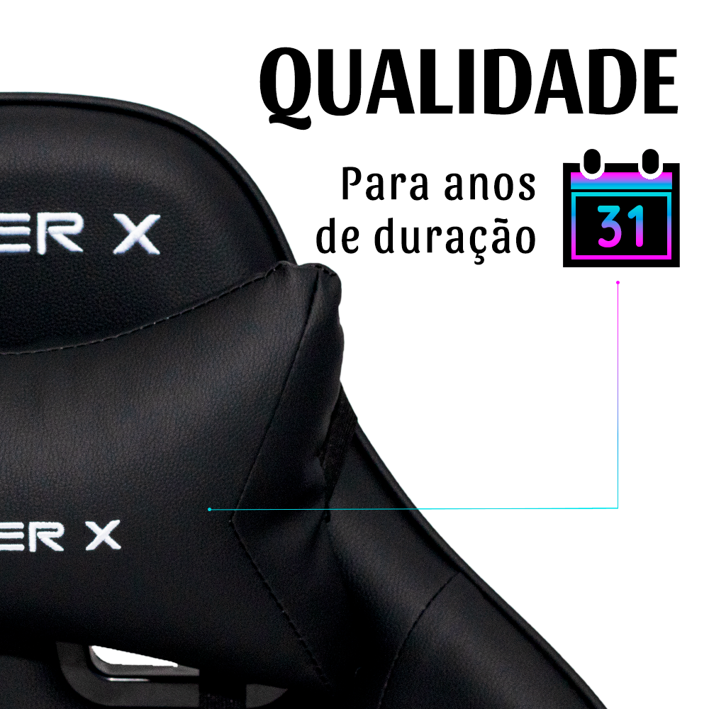 Cadeira Gamer Escritório Giratória Racer X Comfort Preta - 5