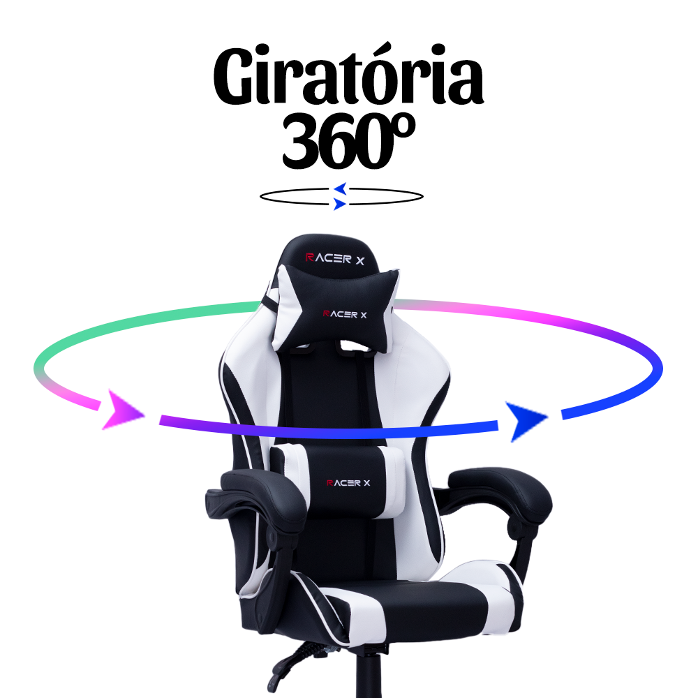 Cadeira Gamer Racer X Comfort de Escritório Ergonômica Giratória Branca - 7