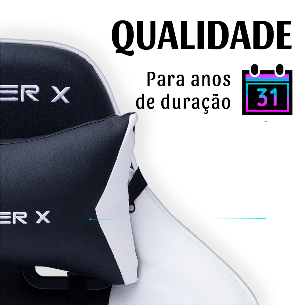 Cadeira Gamer Racer X Comfort de Escritório Ergonômica Giratória Branca - 5