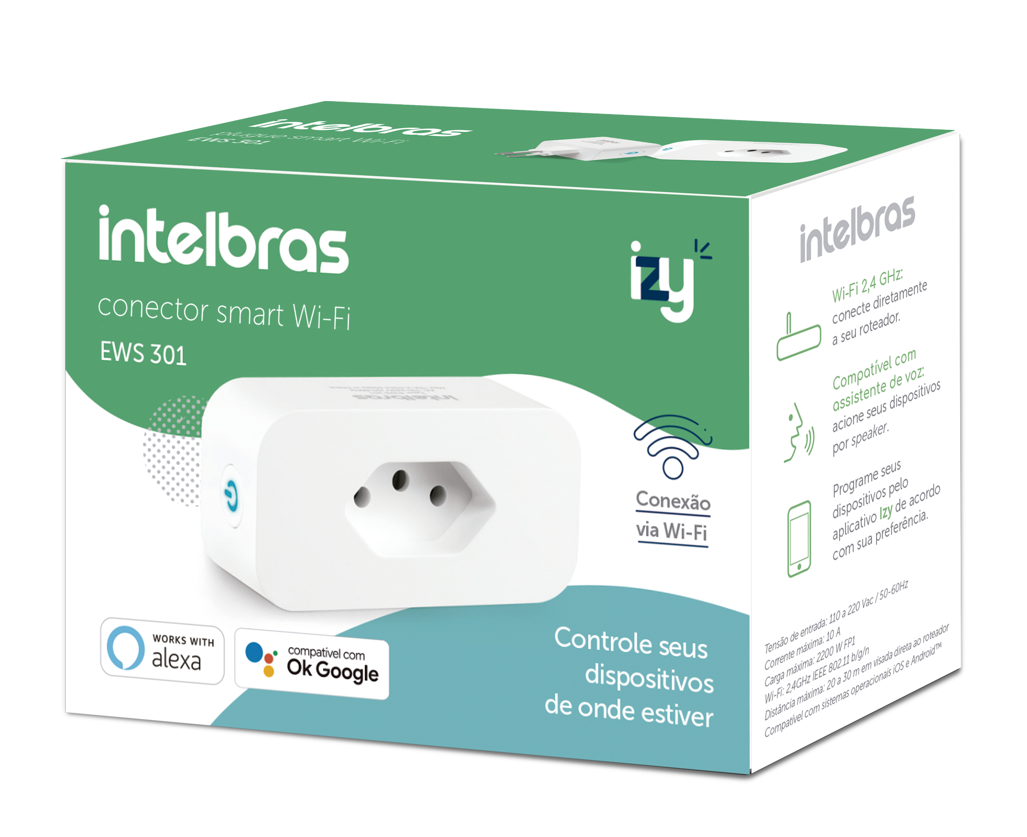 Tomada Inteligente Conector Smart Wifi Intelbras Ews 301 Linha Izy Casa Inteligente Automacao Reside - 2