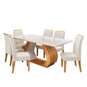 Ver imagem 2 de Conjunto Sala de Jantar 6 Lugares Retangular Tampo em MDF Voithy Yescasa Bege/Mel/Blonde