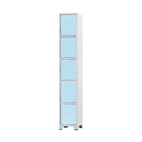 Armário Roupeiro de Aço 5 Portas para Vestiário Academia Azul Claro com Chave