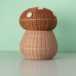 Cesto com Tampa Cogumelo Tons Terrosos 28cm de Corda - Oikos - 2