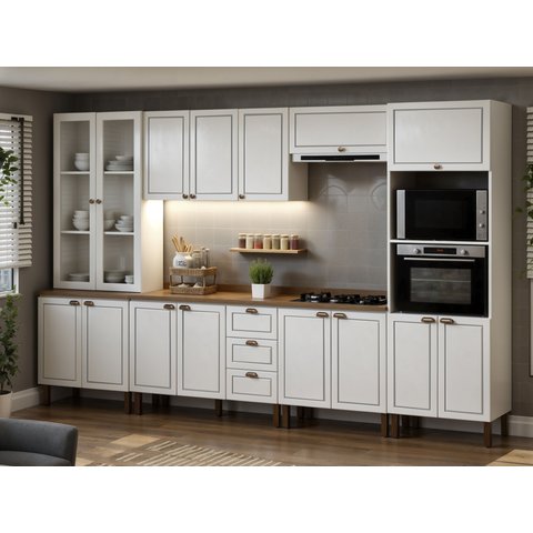 Cozinha Completa 6pçs Americana Branco/ebano C/ Tampo