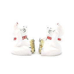 Maneki Nekô Casal com Cristais - Gatos da Sorte - 4