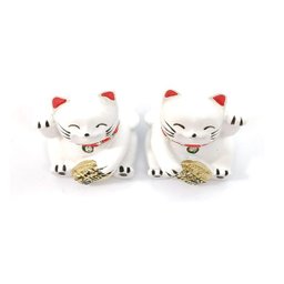 Maneki Nekô Casal com Cristais - Gatos da Sorte - 3