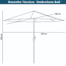 Ombrelone Central Bali Rivatti 270 cm em Alumínio sem Base e Capa em Poliéster Marfim - 2