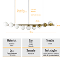 Ver imagem 5 de Lustre Pendente Figo com 9 Globos Esfera de Vidro - Ouro - 9-2520-14