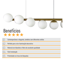 Ver imagem 6 de Lustre Pendente Figo com 9 Globos Esfera de Vidro - Ouro - 9-2520-14