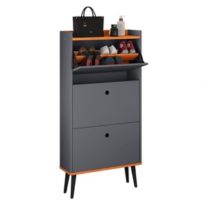 Sapateira Vertical Dark 3 Gavetas Basculantes Organizadora Calçados Retrô - Cinza/cinamomo - Rpm