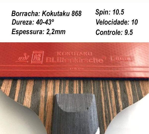 KIT 2 RAQUETES KOKUTAKU CARBONO + CASE - ITTF 6 ESTRELAS - 4