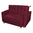 Ver imagem 3 de Sofá Cama Bruma 2 Lugares 140cm Vinho Veludo Matrix para Sala de Estar