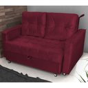 Ver imagem 1 de Sofá Cama Bruma 2 Lugares 140cm Vinho Veludo Matrix para Sala de Estar