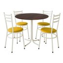 Ver imagem 1 de Mesa de Jantar Redonda 80cm Imbuia com 4 Cadeiras Estofada Branca