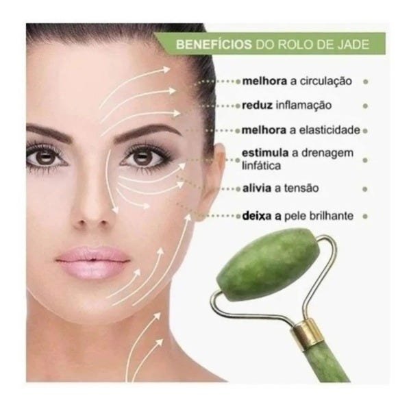 Rolo Massageador e Pedra Gua-Sha Jade Relaxante Skin Care - 4