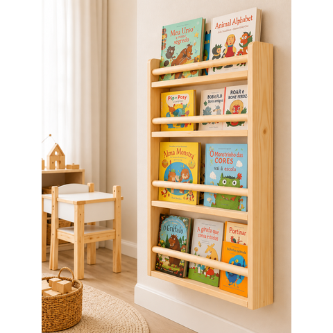 Estante para Livros Infantil com 3 Prateleiras Organizadoras para Brinquedos - Mel