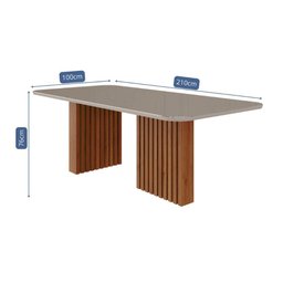 Mesa de Jantar Retangular 210x100cm Tampo Mdf/vidro Ester Cimol Cinamomo/off White - 3