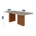 Ver imagem 3 de Mesa de Jantar Retangular 210x100cm Tampo Mdf/vidro Ester Cimol Cinamomo/off White