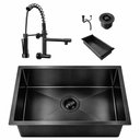 Ver imagem 1 de Kit Cuba Gourmet Cozinha 50x40 Inox 304 Preta com Torneira Parede 2 Saídas Brinovar