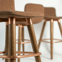 Ver imagem 4 de Kit 3 Banquetas Linho com Detalhes em Aço Design Premium:terracota/cobre