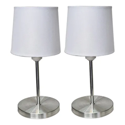 2 Luminária De Cabeceira Mini Abajur Metal Escovado - 1