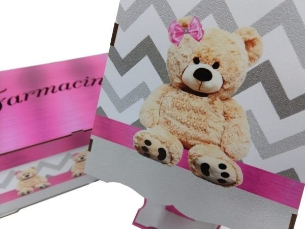 Kit Bebe Quarto Menina Decoração Urso Berço Adesivado Mdf - 7