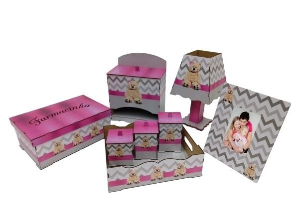 Kit Bebe Quarto Menina Decoração Urso Berço Adesivado Mdf - 2