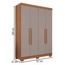 Ver imagem 4 de Guarda-roupa Solteiro Pinheiro 4 Portas 2 Gavetas Cinamomo/off White - Pnr Móveis