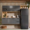Ver imagem 6 de Armário de Cozinha Completo 180cm Juliana com 7 Portas e Gavetas Damasco Cinza