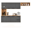 Ver imagem 2 de Armário de Cozinha Completo 180cm Juliana com 7 Portas e Gavetas Damasco Cinza