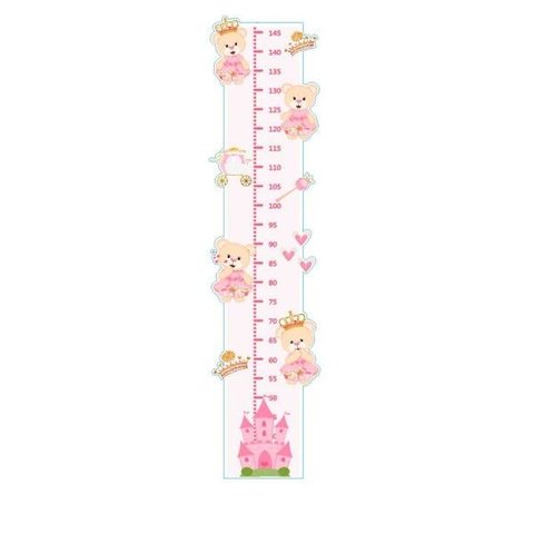 Adesivo Decorativo Infantil Régua Crescimento - Ursinha Rosa
