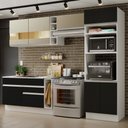 Ver imagem 1 de Armário de Cozinha Completa 290cm Branco/Preto/Crema Cristal Madesa 09
