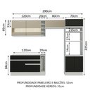 Ver imagem 4 de Armário de Cozinha Completa 290cm Branco/Preto/Crema Cristal Madesa 09