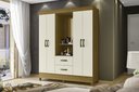 Ver imagem 1 de Guarda Roupa Casal C/espelho 4 Portas 2 Gavetas Mobi Capelinha- Carvalho/off White -albatroz