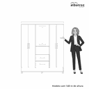 Ver imagem 6 de Guarda Roupa Casal C/espelho 4 Portas 2 Gavetas Mobi Capelinha- Carvalho/off White -albatroz